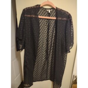 Maurices Sheer Heart Kimono Large Romantic Casual Lightweight Oversized Goth